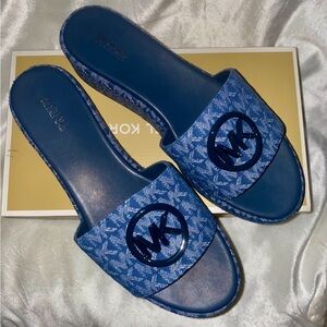 Michael Kors Blue Slide Sandals